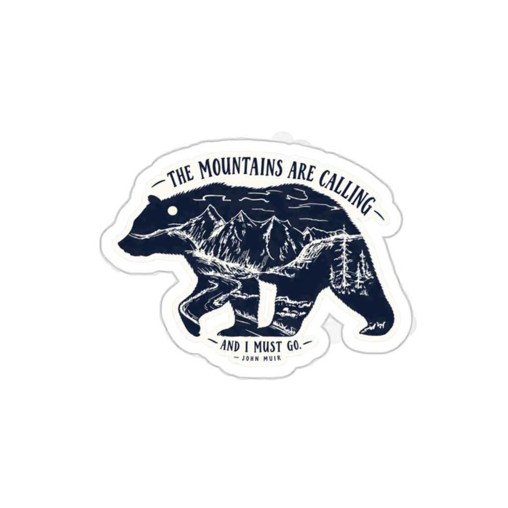The Mountains Are Calling Bear Die-Cut Sticker