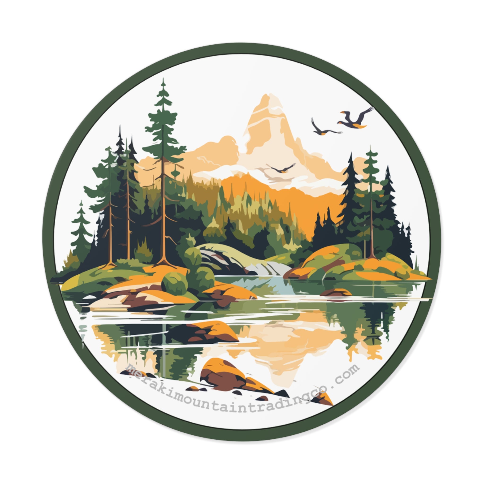 Where the Mountains Meet the Water Vinyl Sticker