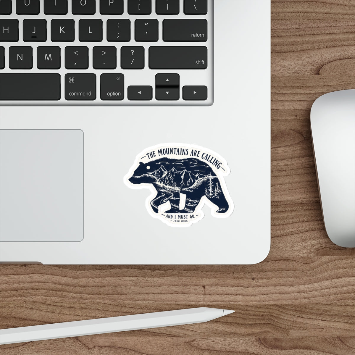 The Mountains Are Calling Bear Die-Cut Sticker