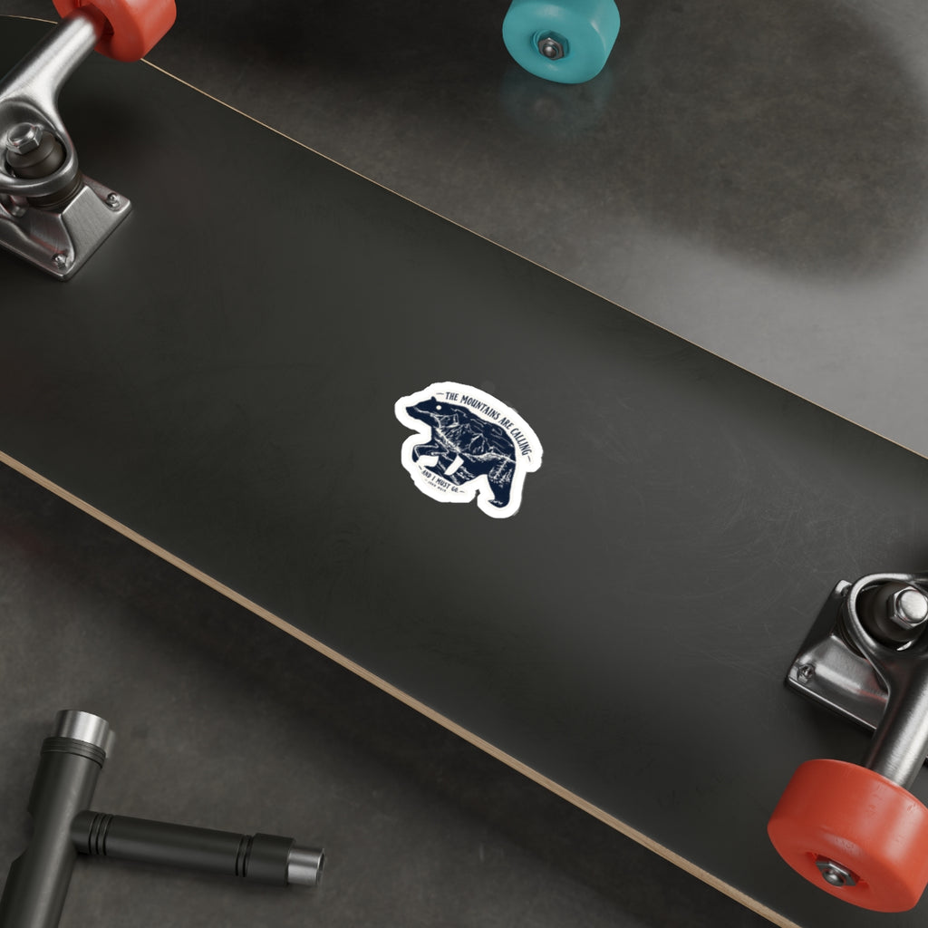 The Mountains Are Calling Bear Die-Cut Sticker